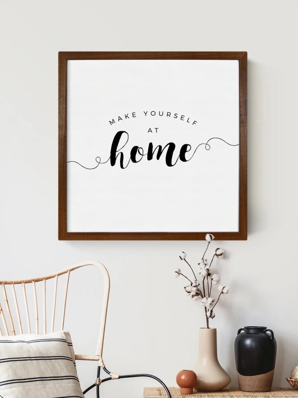 SmallWoods Make Yourself At Home Framed Wall Sign - Black on White